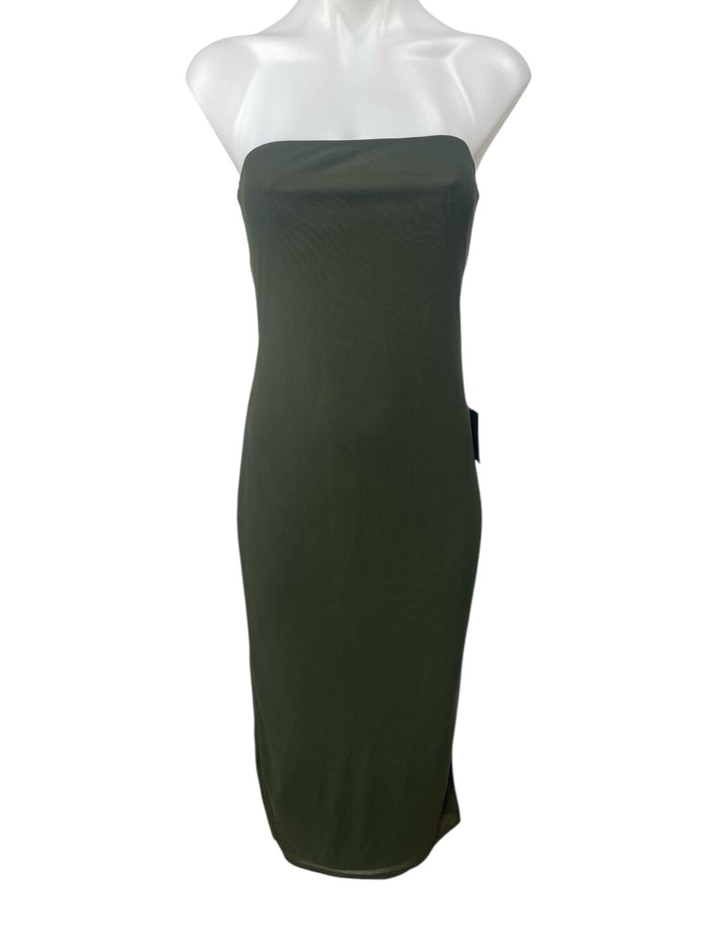 NEW Lulus Women's Green Strapless Sleeveless Midi Bodycon Tank Tube Dress Size L